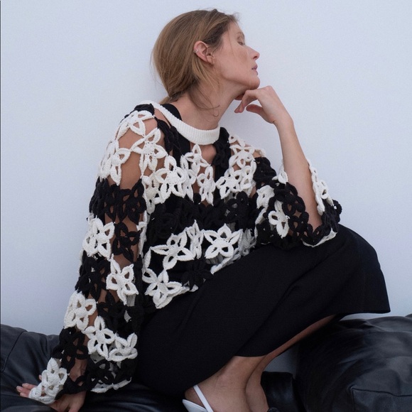 •SOLD• LIMITED EDIT ZARA CROCHETED FLORAL SWEATER - Picture 3 of 8